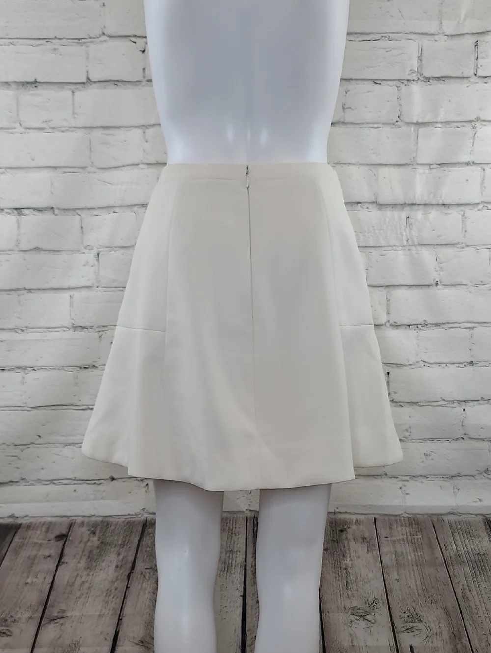 J Crew Double Crepe Fit & Flare Flippy Hi Waist A-Line Circle Mini Skirt Ivory